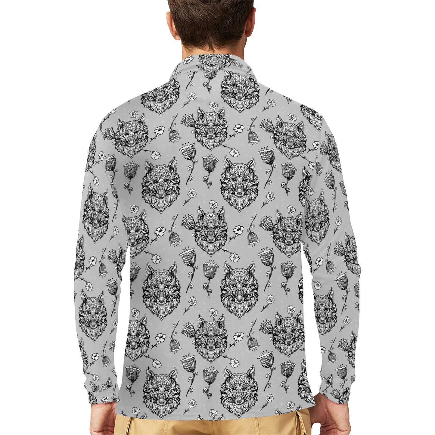 Tribal Pattern Print Design LKS306 Long Sleeve Polo Shirt For Men's