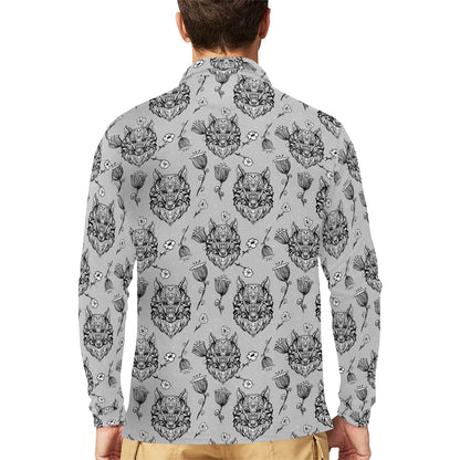Tribal Pattern Print Design LKS306 Long Sleeve Polo Shirt For Men's