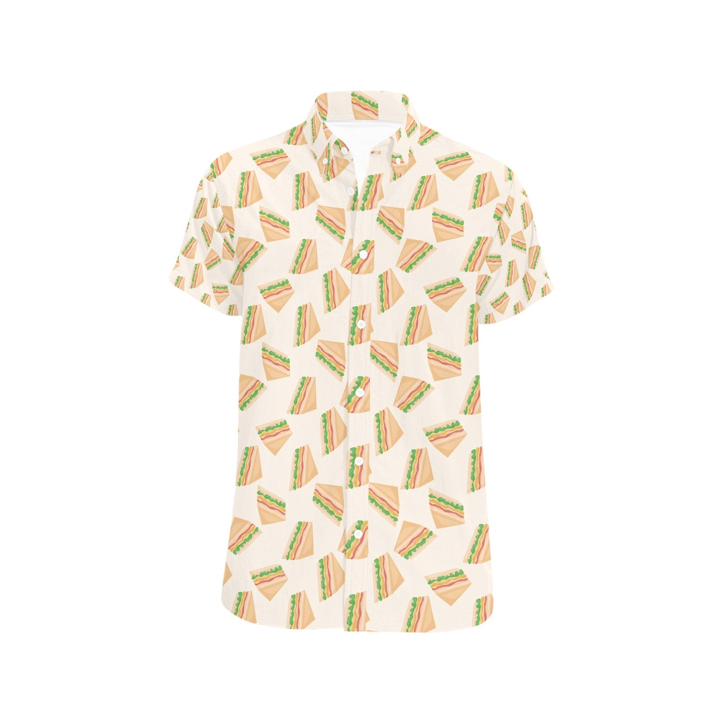 Sandwich Print Design LKS301 Men Short Sleeve Button Up Shirt