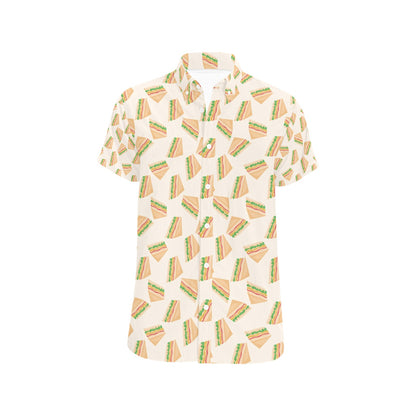 Sandwich Print Design LKS301 Men Short Sleeve Button Up Shirt