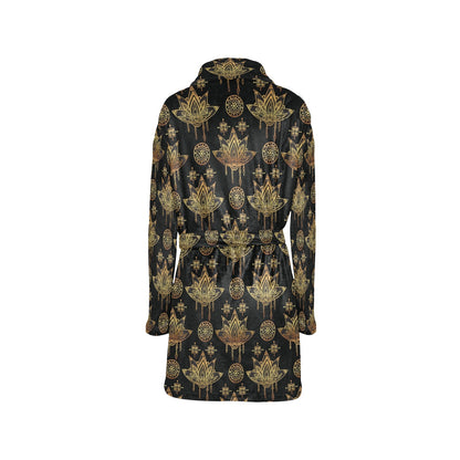 lotus Boho Pattern Print Design LO03 Women's Fleece Robe
