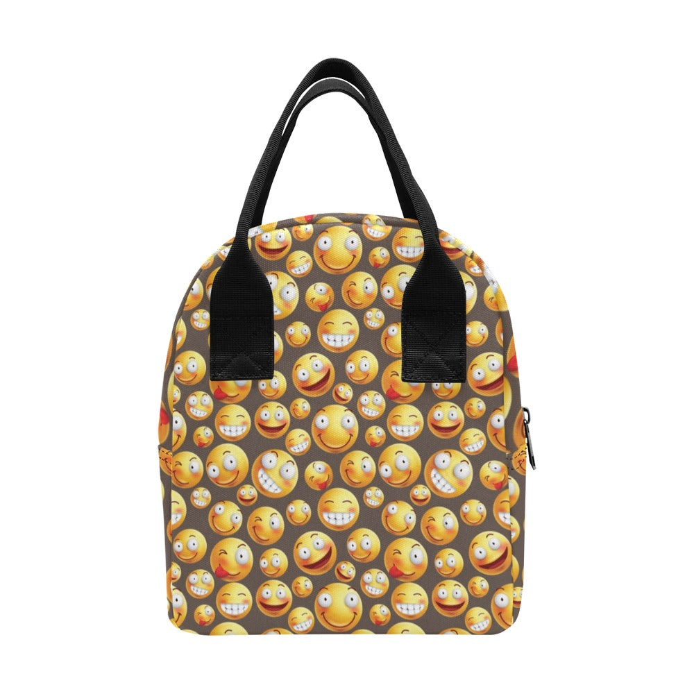 Smiley Face Emoji Print Design LKS303 Insulated Lunch Bag