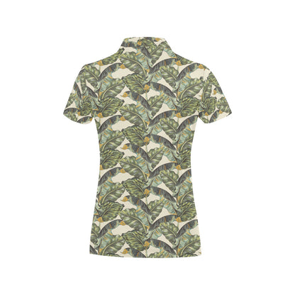 Banana Leaf Pattern Print Design 04 Women's Polo Shirt