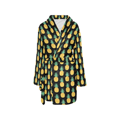 Pineapple Pattern Print Design A03 Women's Fleece Robe