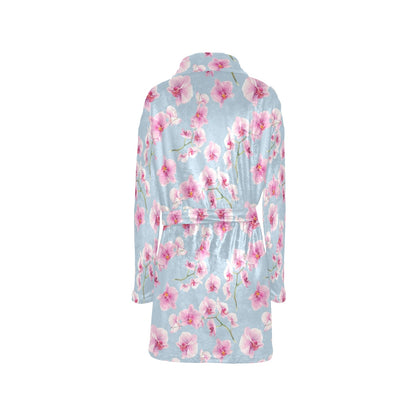 Orchid Pink Pattern Print Design OR01 Women's Fleece Robe