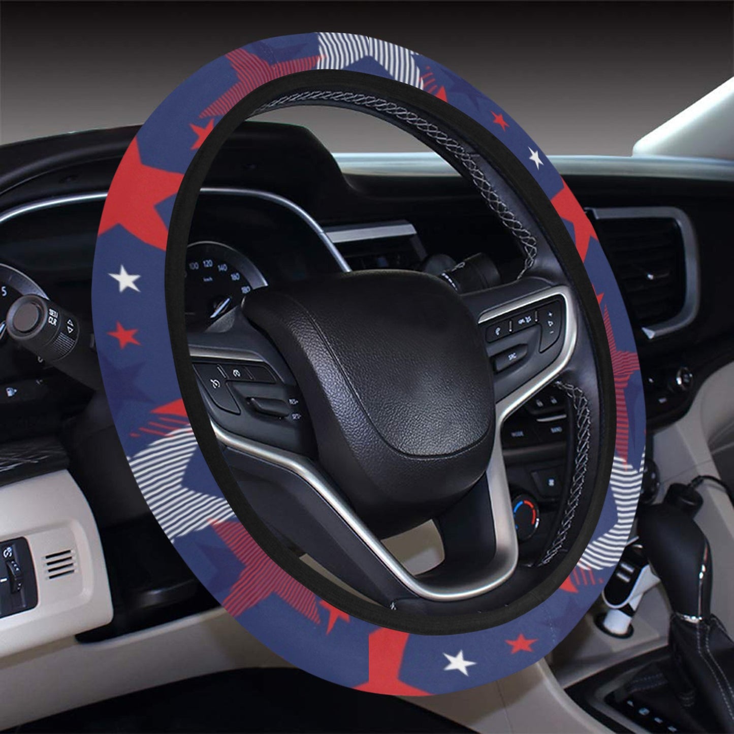 Star Print Design LKS304 Steering Wheel Cover with Elastic Edge