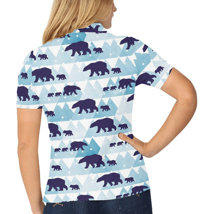 Bear Pattern Print Design BE01 Women's Polo Shirt