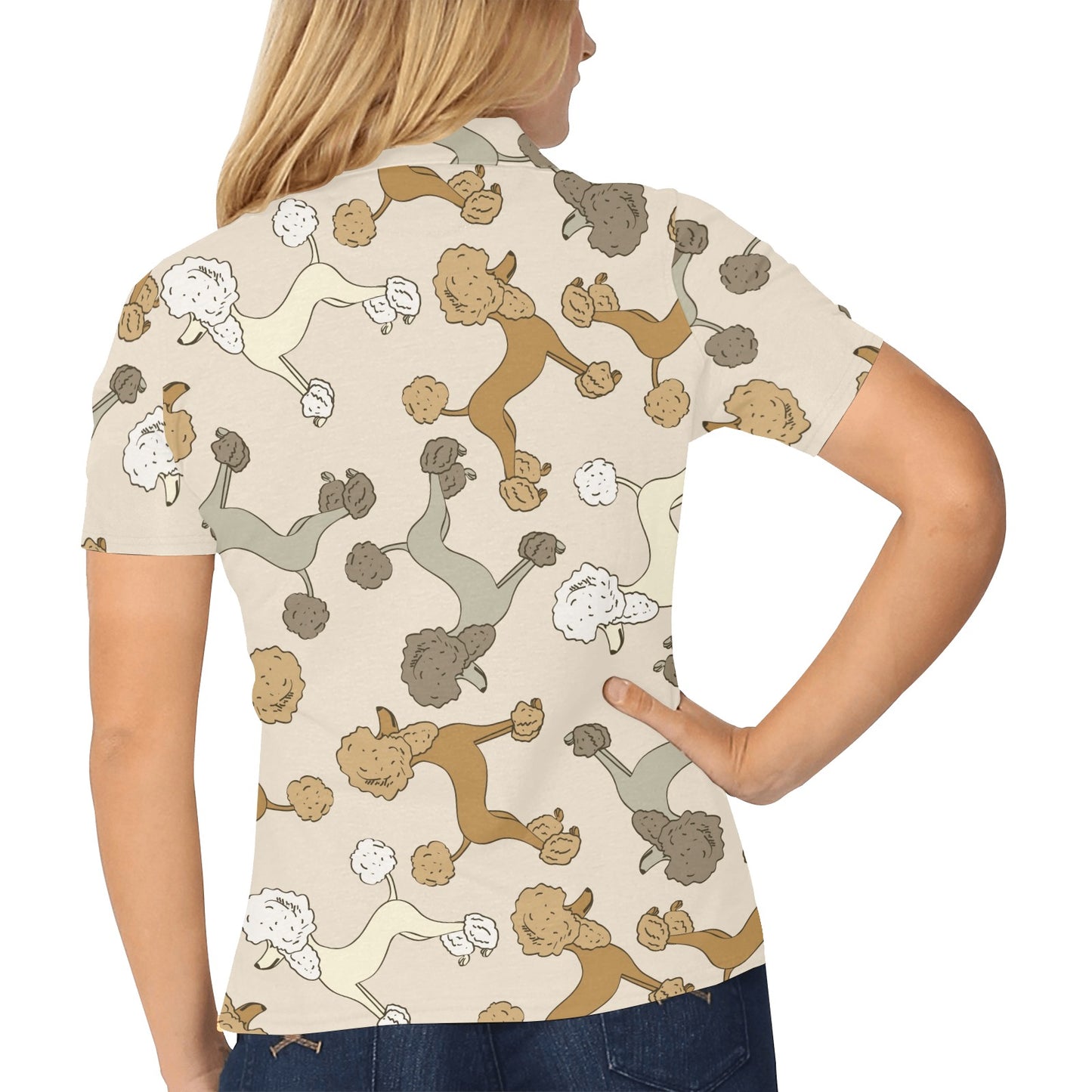 Poodle Pattern Print Design A01 Women's Polo Shirt