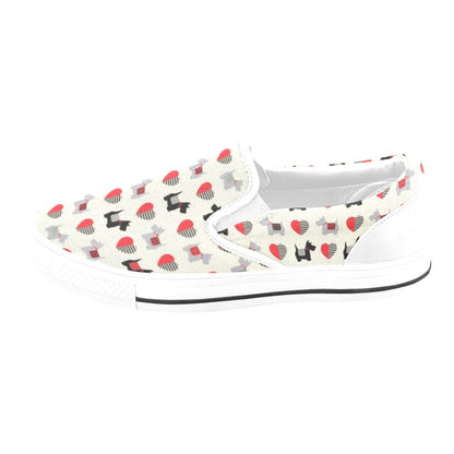 Scottish Terriers Print Design LKS3010 White Slip Ons Canvas Women's Shoes