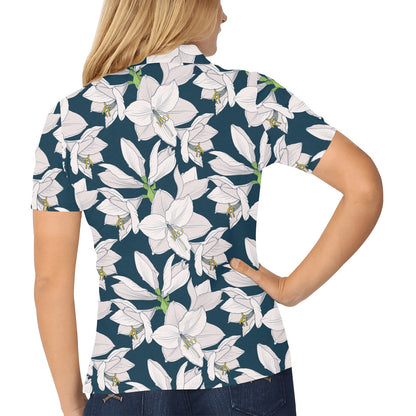 Amaryllis Pattern Print Design 01 Women's Polo Shirt