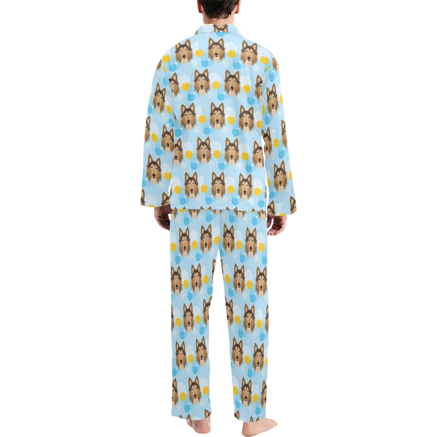 Collies Pattern Print Design 02 Men's Long Pajama Set