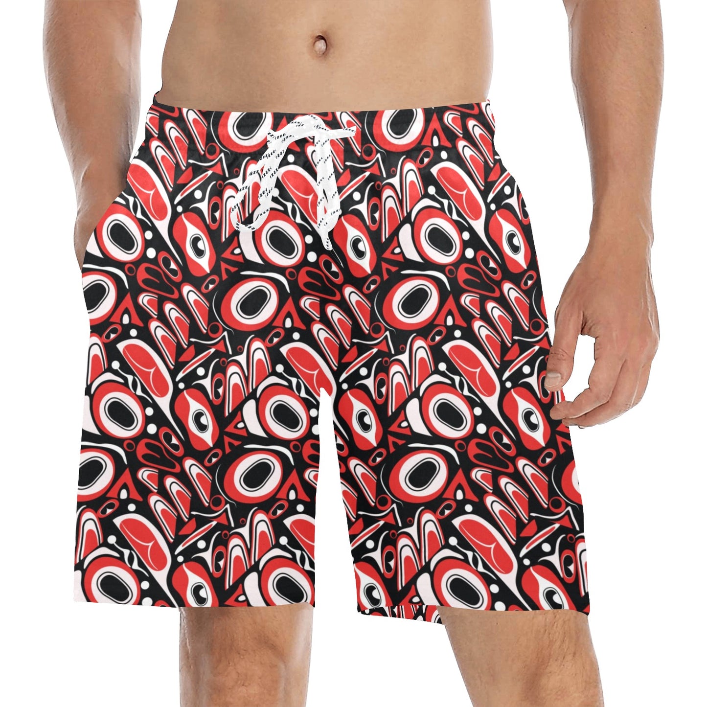 Totem Pole Texture Design Men's Swim Trunks Beach Shorts