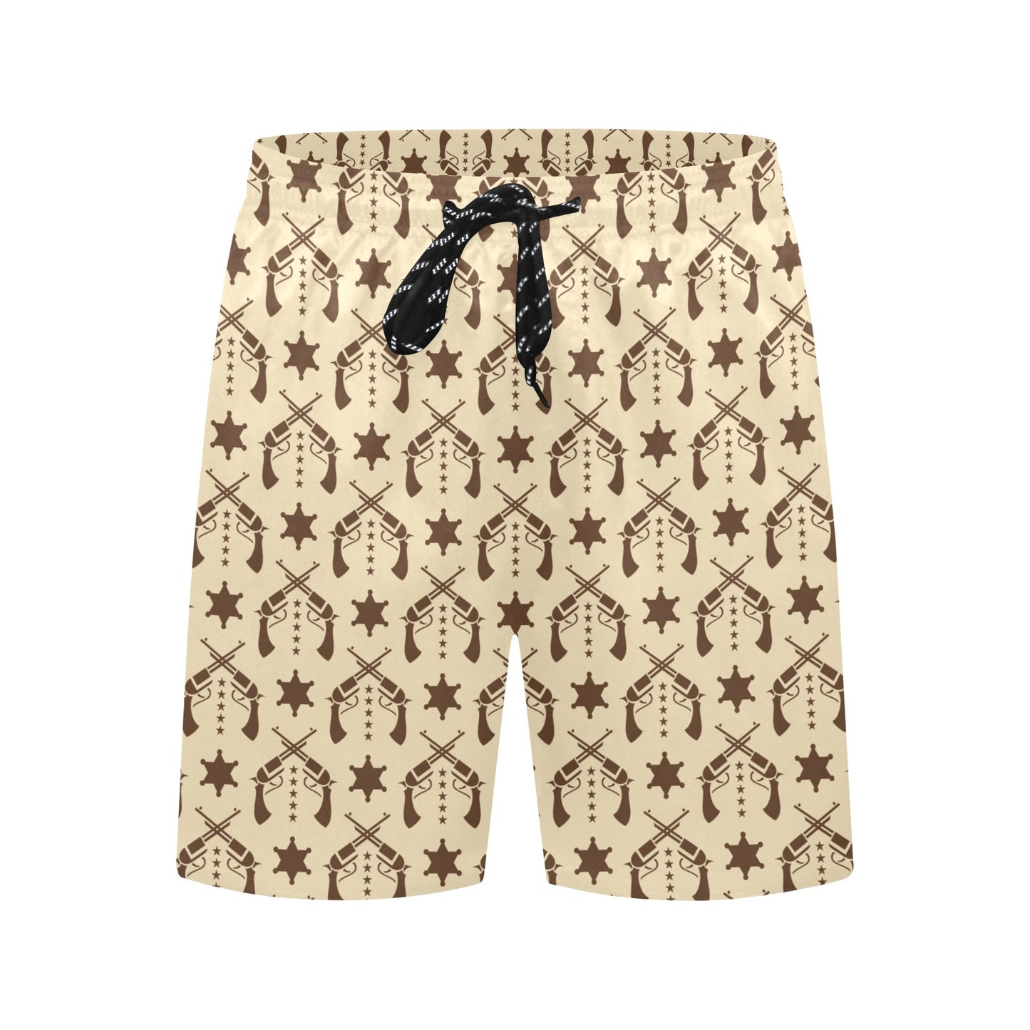 Western Cowboy Print Design LKS302 Men's Swim Trunks Beach Shorts