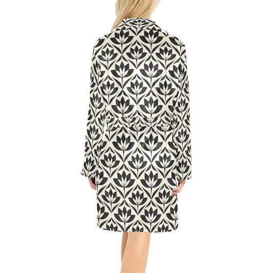 Lotus Pattern Print Women's Fleece Robe