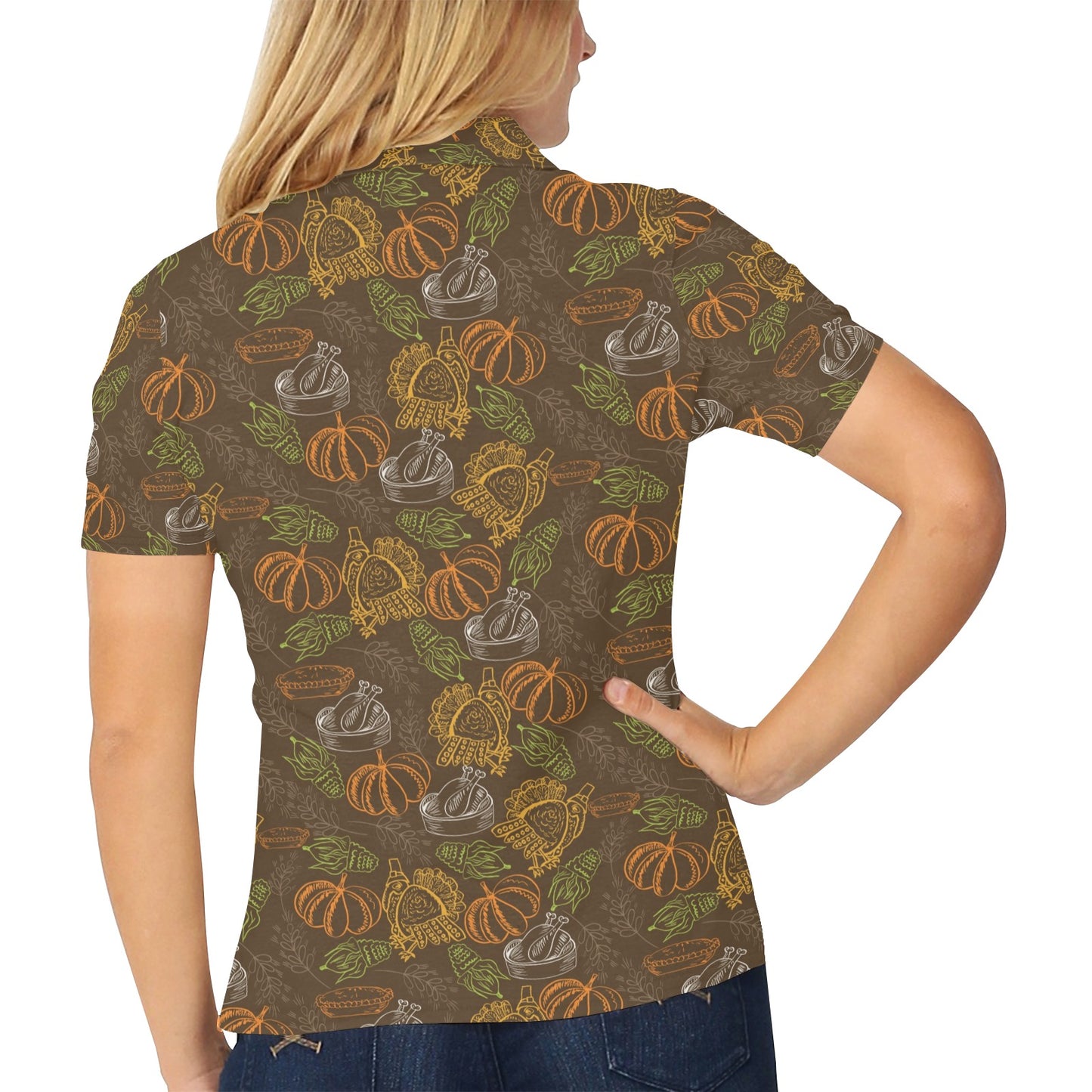 Thanksgiving Print Design LKS301 Women's Polo Shirt