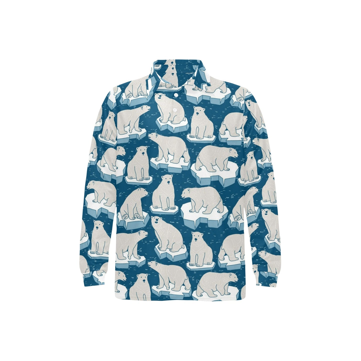 Polar Bear Pattern Print Design PB03 Long Sleeve Polo Shirt For Men's