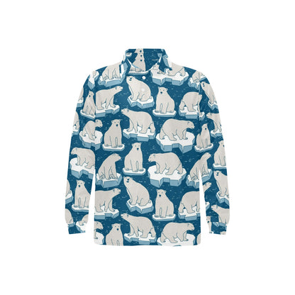 Polar Bear Pattern Print Design PB03 Long Sleeve Polo Shirt For Men's