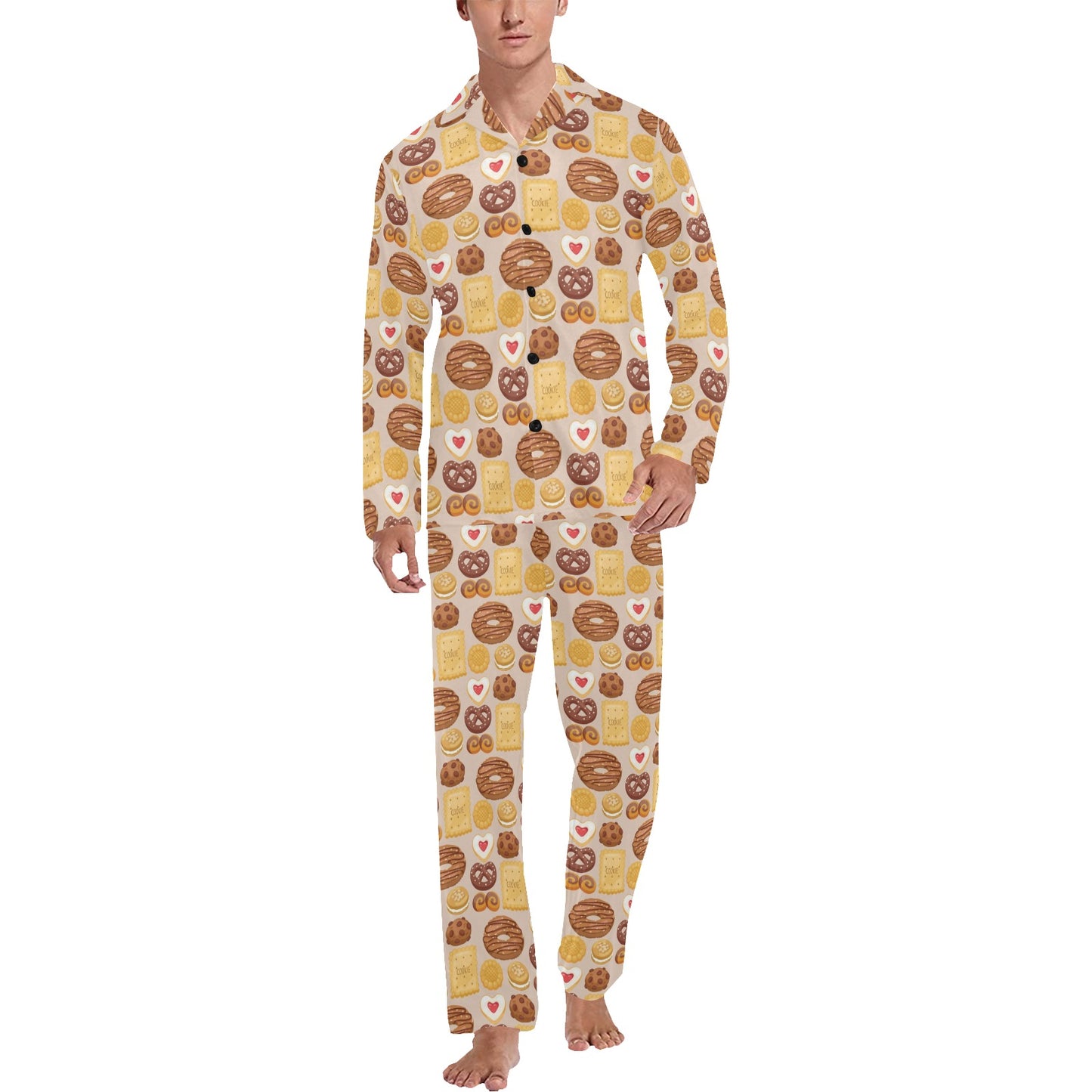 Cookie Pattern Print Design 02 Men's Long Pajama Set