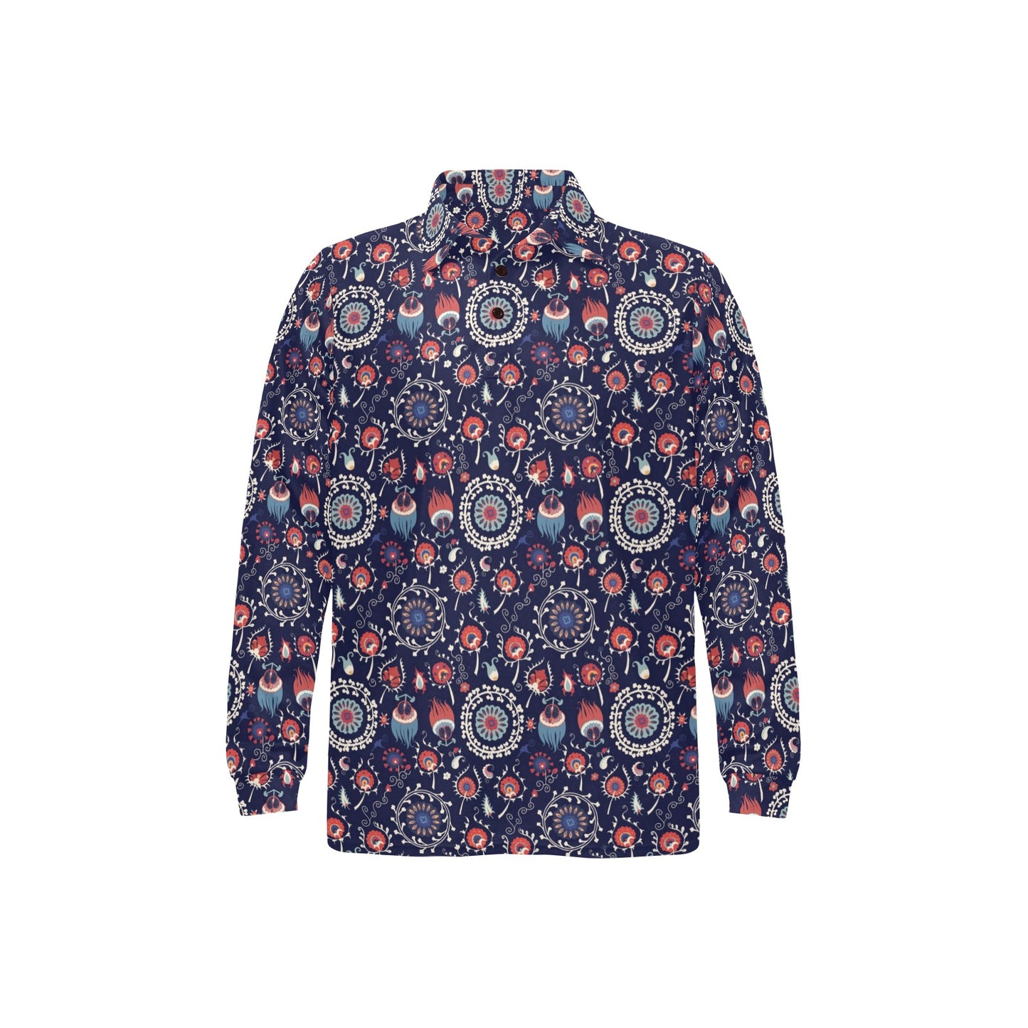 Suzani Print Design LKS305 Long Sleeve Polo Shirt For Men's