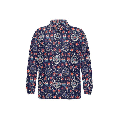 Suzani Print Design LKS305 Long Sleeve Polo Shirt For Men's
