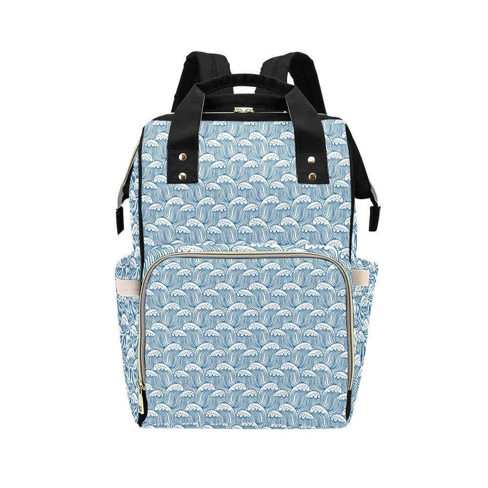 Wave Print Design LKS306 Diaper Bag Backpack