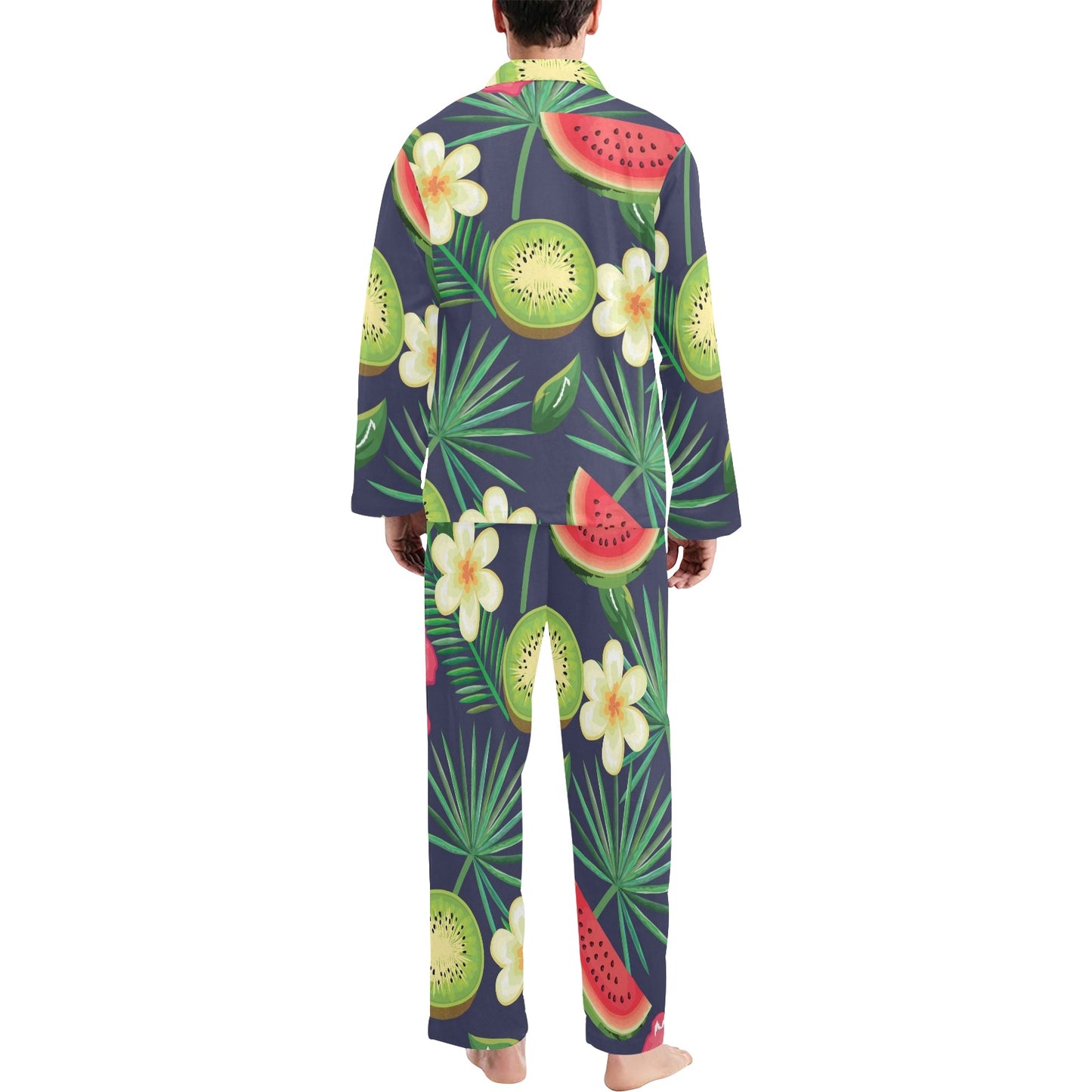 Tropical Fruits Pattern Print Design TF05 Men's Long Pajama Set