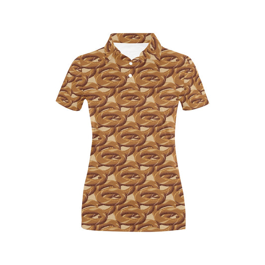 Bagel Pattern Print Design 02 Women's Polo Shirt