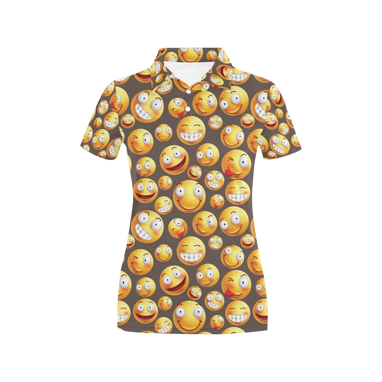 Smiley Face Emoji Print Design LKS303 Women's Polo Shirt