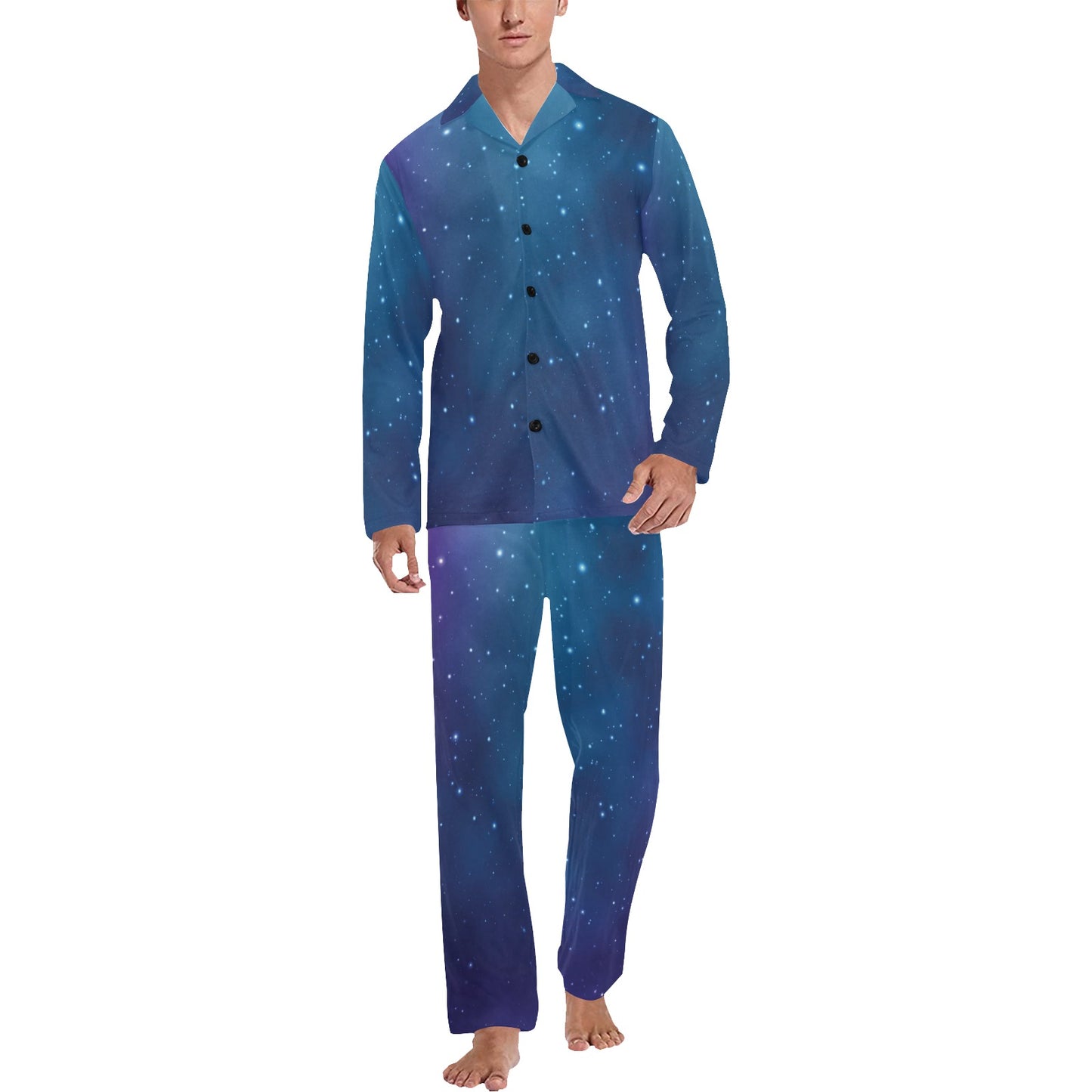 Nebula Pattern Print Design A01 Men's Long Pajama Set