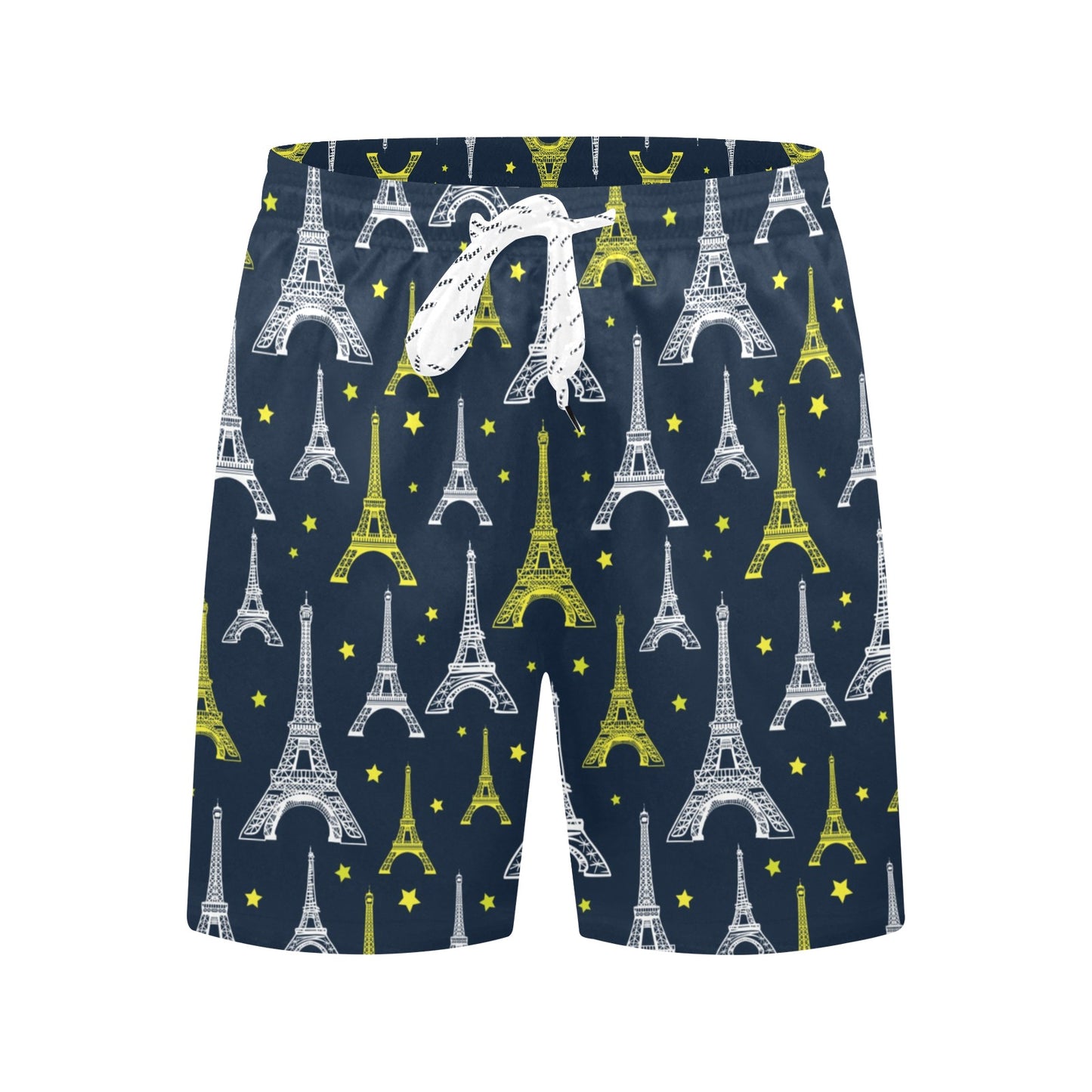 Eiffel Tower Star Print Men's Swim Trunks Beach Shorts