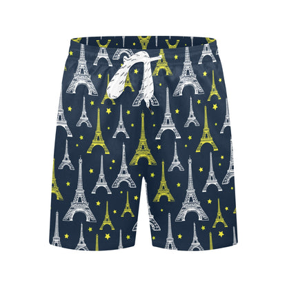 Eiffel Tower Star Print Men's Swim Trunks Beach Shorts
