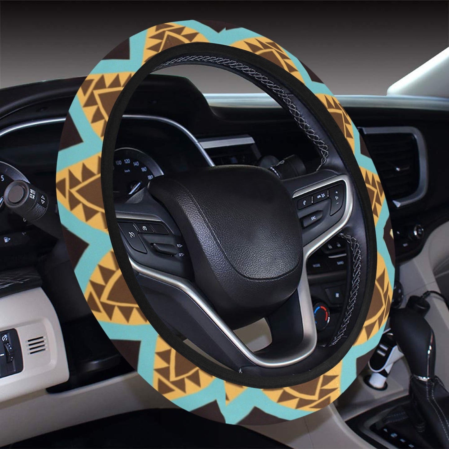 Southwest Pattern Print Design LKS301 Steering Wheel Cover with Elastic Edge