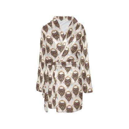 Wolf Tribal Dream Catcher Design Print Women's Fleece Robe