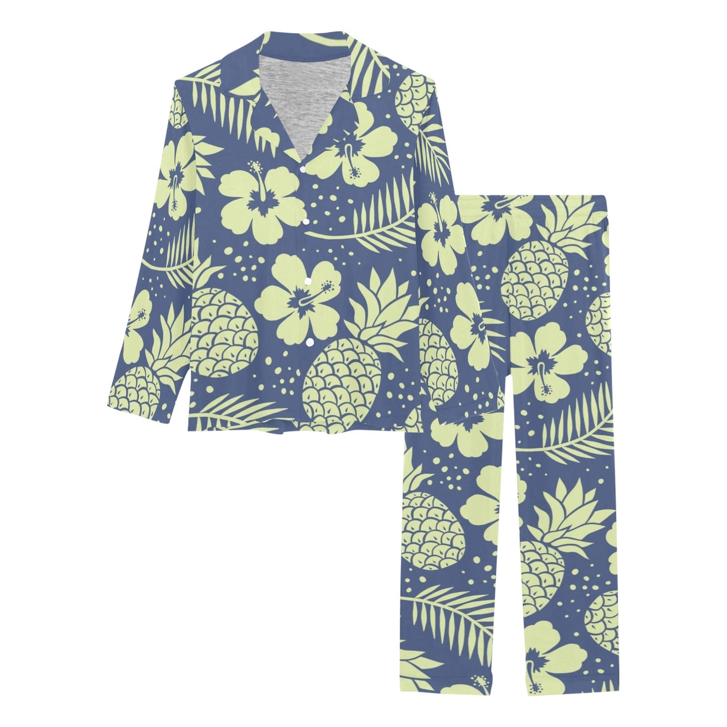 Pineapple Pattern Print Design PP07 Women's Long Pajama Set
