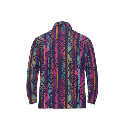 Line Tribal Aztec Long Sleeve Polo Shirt For Men's