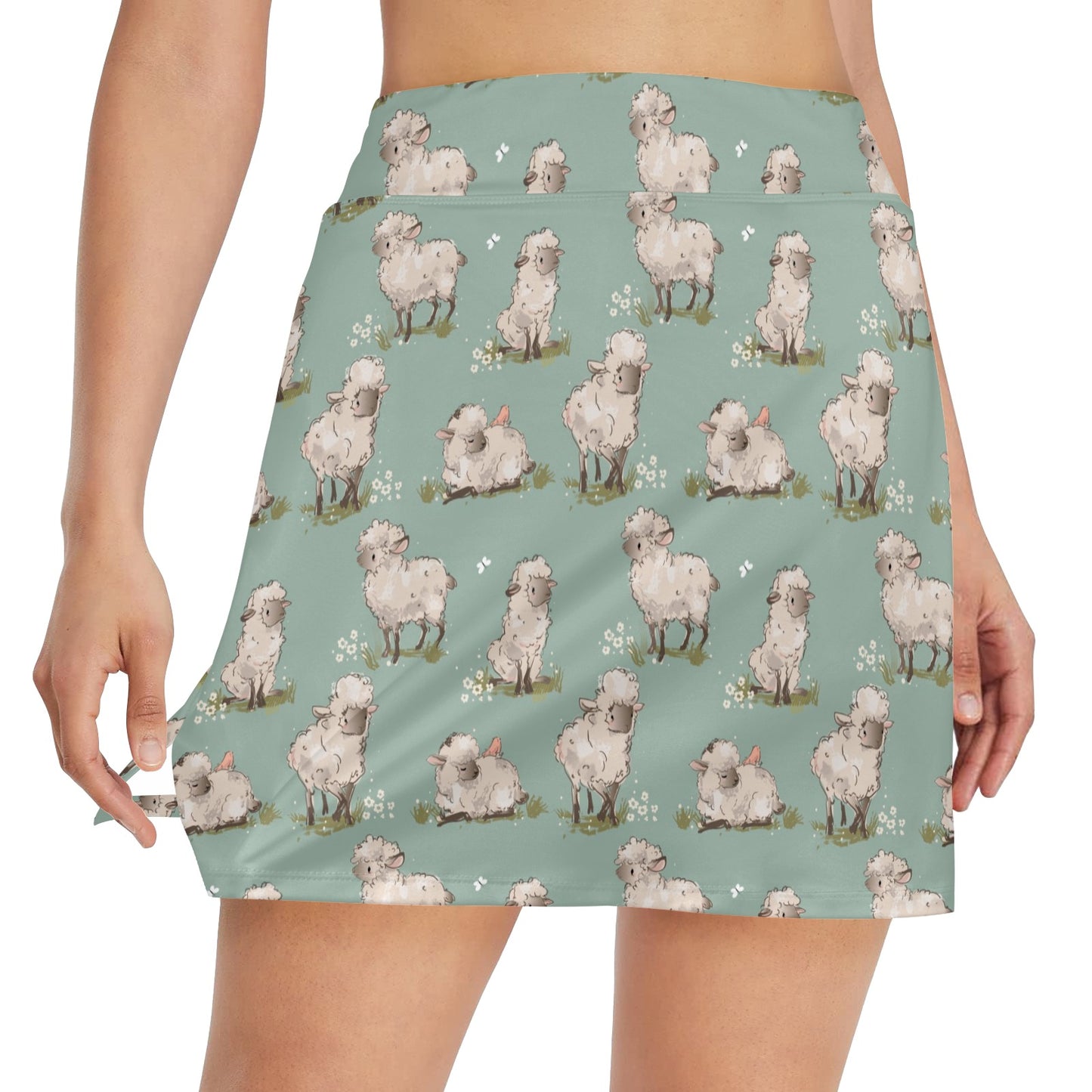 Sheep Print Design LKS405 17" Golf & Pickleball Skort with Pockets