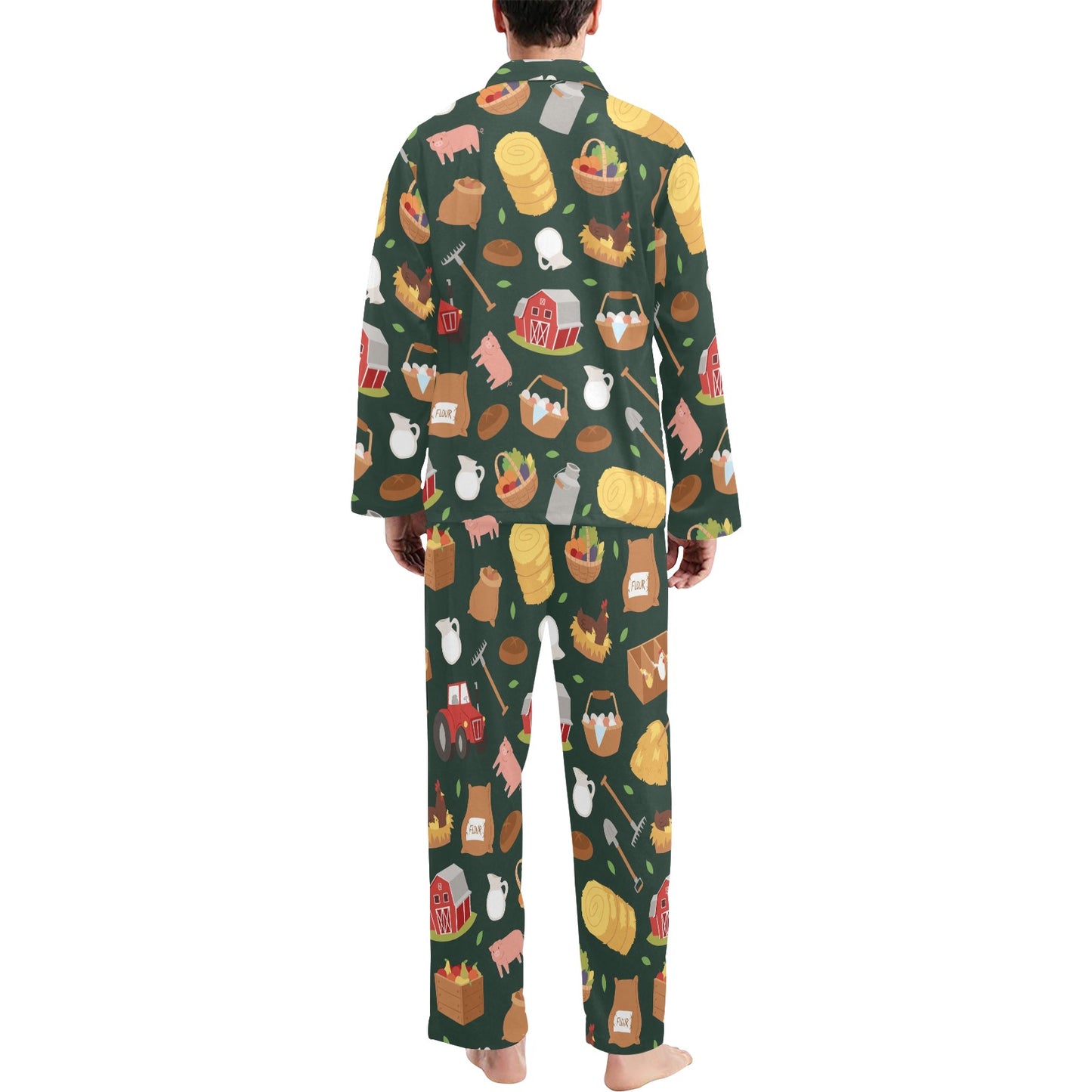Agricultural Farm Print Design 02 Men's Long Pajama Set