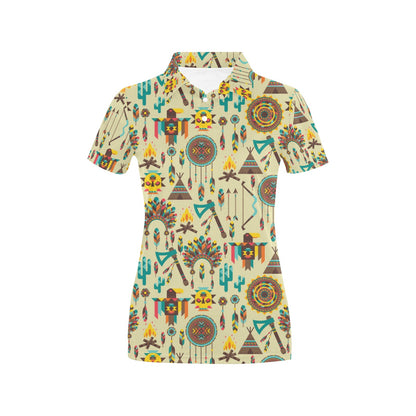Tribal indians native american aztec Women's Polo Shirt