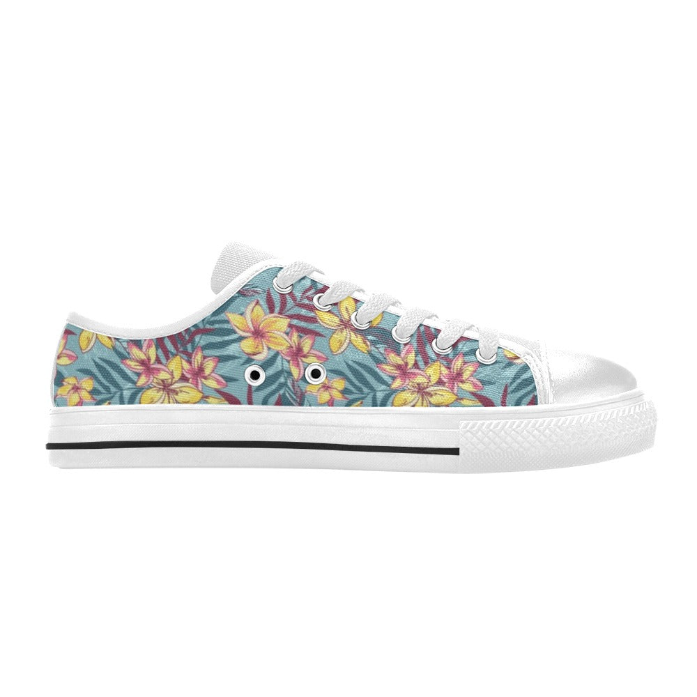 Summer Floral Print Design LKS304 Women's White Low Top Shoes