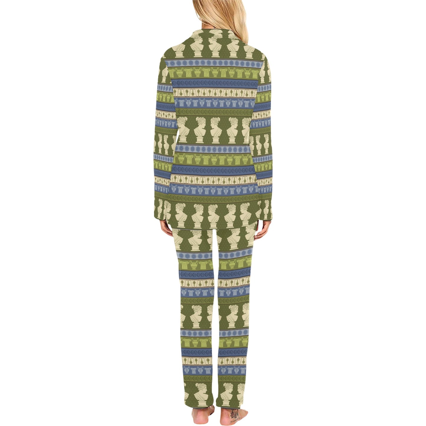 Ancient Greek Statue Print Design LKS301 Women's Long Pajama Set