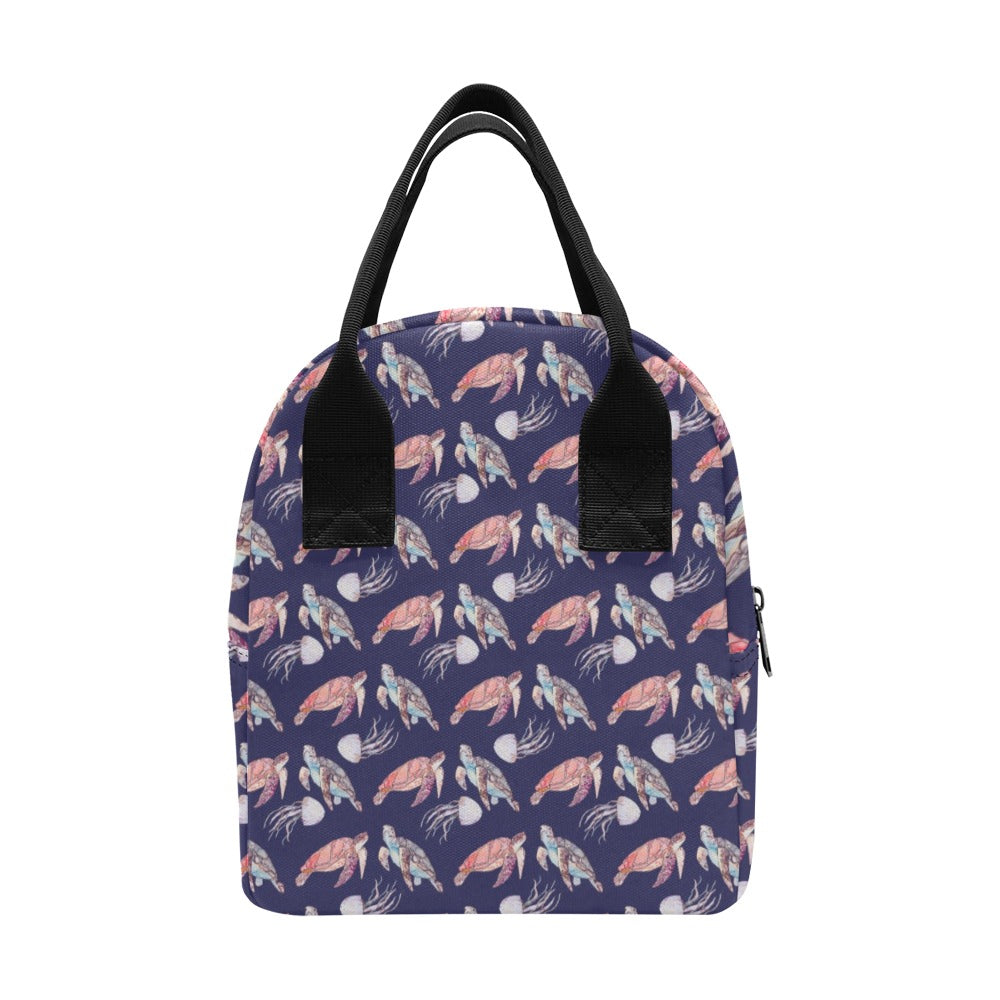 Sea Turtle With Jelly Fish Print Design LKS301 Insulated Lunch Bag