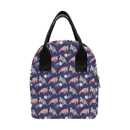 Sea Turtle With Jelly Fish Print Design LKS301 Insulated Lunch Bag