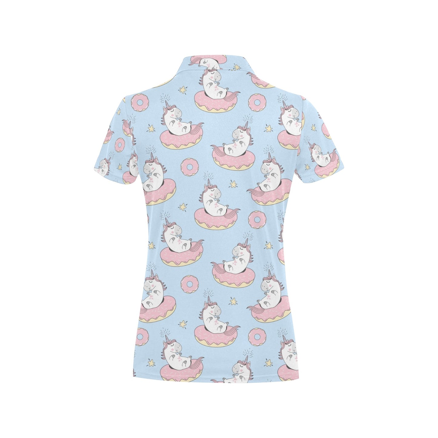 Donut Unicorn Pattern Print Design DN014 Women's Polo Shirt