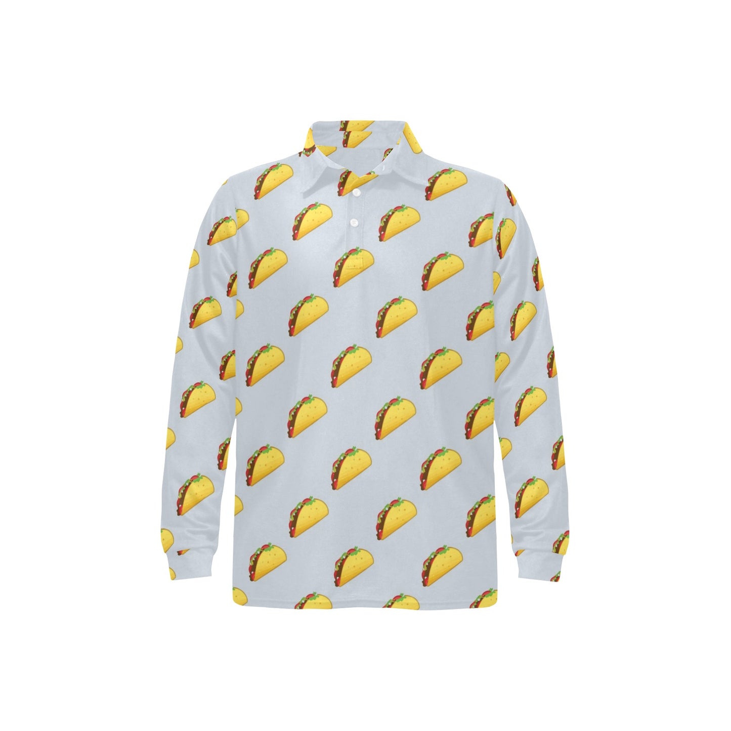 Taco Print Design LKS304 Long Sleeve Polo Shirt For Men's