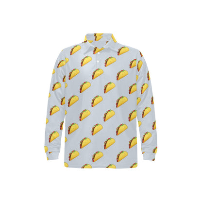 Taco Print Design LKS304 Long Sleeve Polo Shirt For Men's