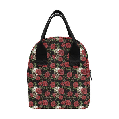 Skull And Roses Print Design LKS303 Insulated Lunch Bag