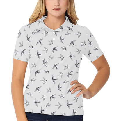 Swallow Bird Pattern Print Design 04 Women's Polo Shirt