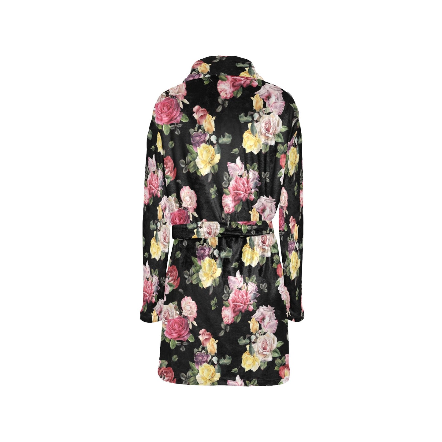 Rose Pattern Print Design RO010 Women's Fleece Robe