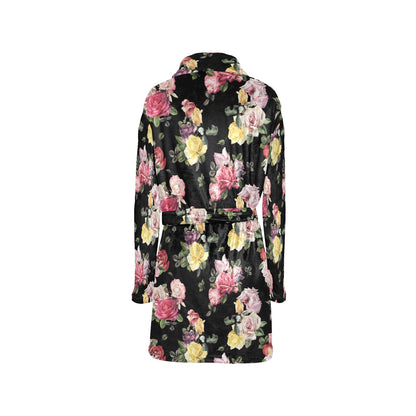 Rose Pattern Print Design RO010 Women's Fleece Robe