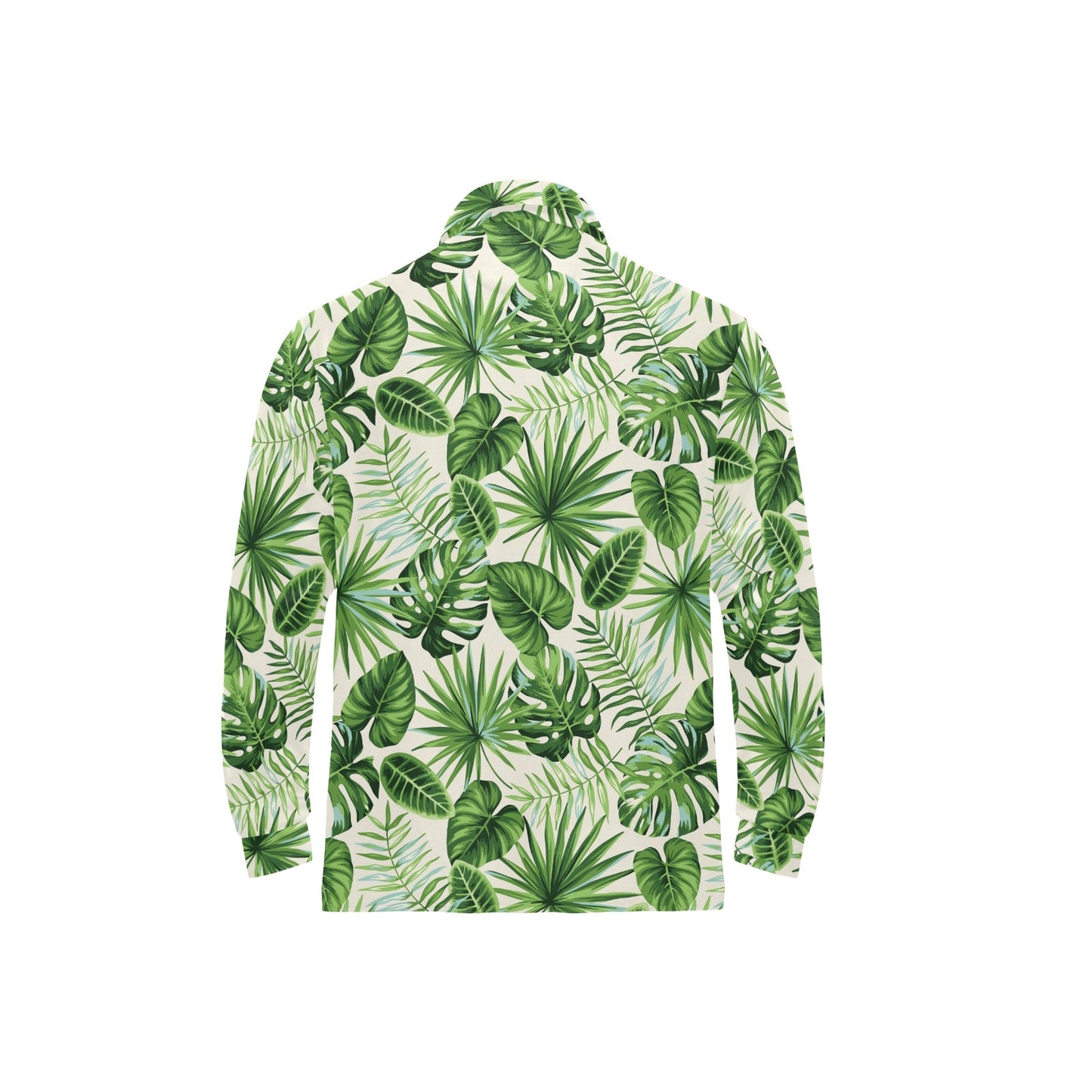 Palm Leaf Pattern Print Design A01 Long Sleeve Polo Shirt For Men's